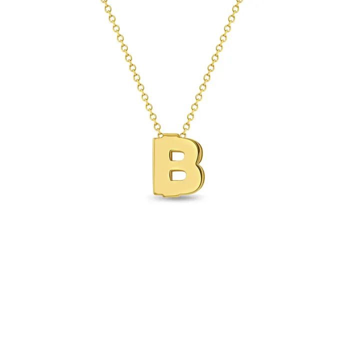 Womens Necklaces Necklaces 14k Gold Extra Small Letter Womens PendantNecklace
