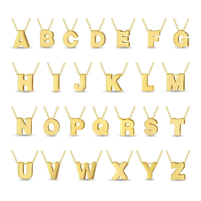Womens Necklaces Necklaces 14k Gold Extra Small Letter Womens PendantNecklace