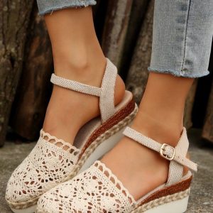 Espadrillas | Espadrillaseige Con Cinturino E Ricami 36  |  Donna Donna Donna