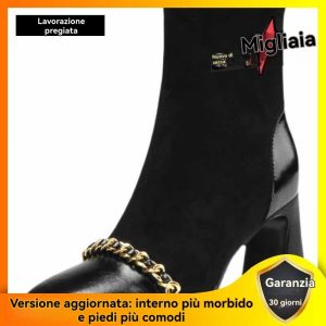 Stivali | Stivali Neri Alti Con Catena Decorativa H262534  |  Donna Donna Donna